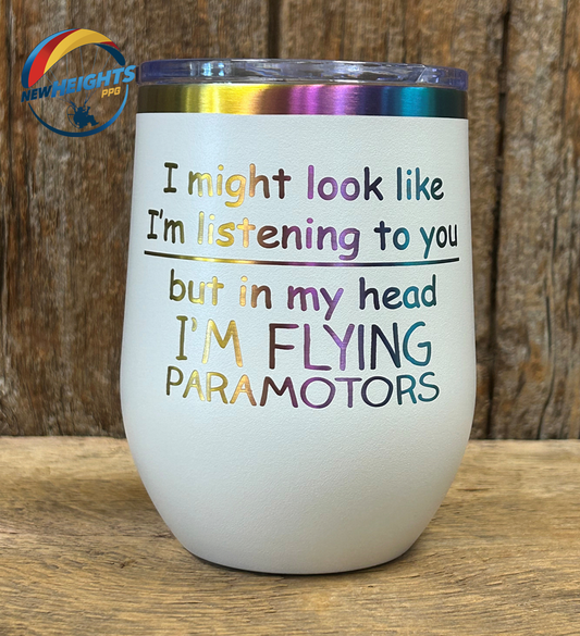 Flying Paramotors Stemless Wine Tumbler, 12oz